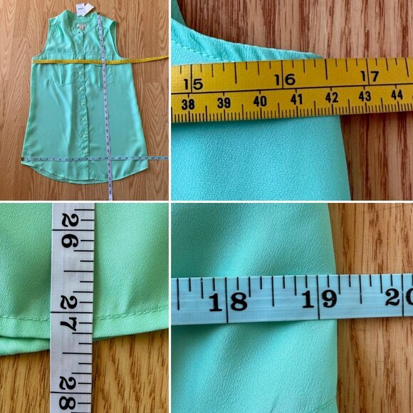J Crew Factory Mint Green Sleeveless Shirt Blouse Size 00 Button Down Front - Picture 7 of 12